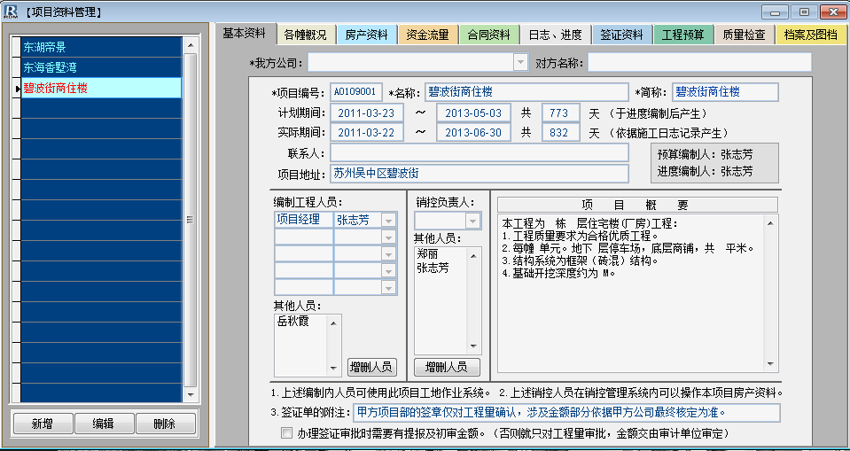 項目資料管理